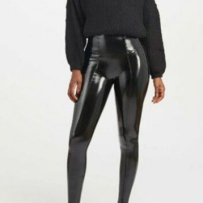 NWT SEALED SPANX FAUX PATENT SHINY LEATHER BLACK Leggings Pants XL Extra Large